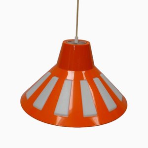 Mid-Century Modern Space Age UFO Pendant Lamp in Orange & White, 1970s