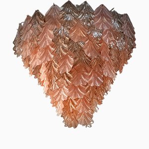 Round Pink Murano Art Glass Chandelier, 2000