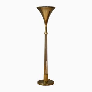 Mid-Century Italian Round Brass Floor Lamp, 1980s