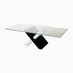 Coffee Table with Glass Top & Marble Base by Maurizio Cattelan, Italy, 1980s