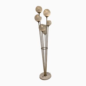 Alberello Floor Lamp in Marble, Brass & Glass from Stilnovo, Italy, 1960s