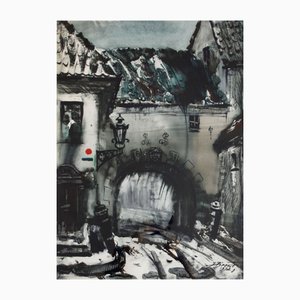 Janis Brekte, Swedish Gate Evening, 1972, Watercolor on Paper