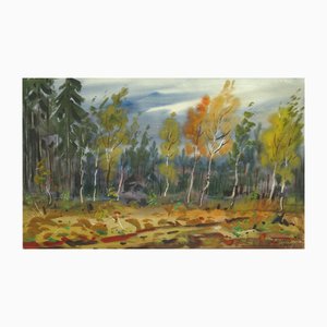 Janis Brekte, Autumn Landscape, 1966, Watercolor on Paper