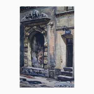 Janis Brekte, Portal, 1956, Watercolor on Paper