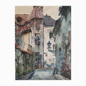 Janis Brekte, Town, 1965, Watercolor on Paper