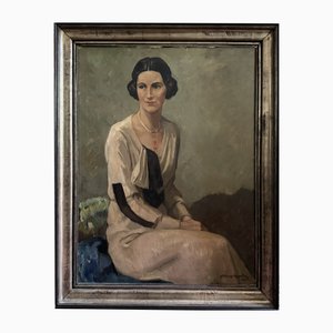 Alfred Martin, Large Portrait of an Woman, 1934, Oil on Canvas, Framed