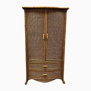 Vintage Wicker Wardrobe with 2 Drawers, 1980s