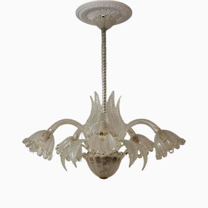 Lámpara de araña de cristal de Murano de Ercole Barovier para Barovier & Toso, años 30
