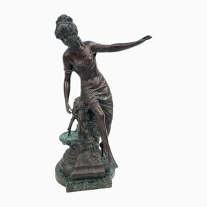 Statuetta Art Nouveau, anni '20, in bronzo con base in marmo