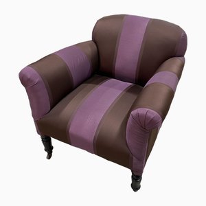 French Striped Wingback Armchair
