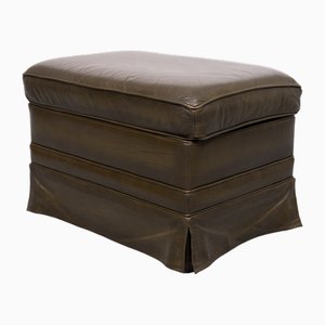 Grüner Leder Pouf, Deutschland, 1970er