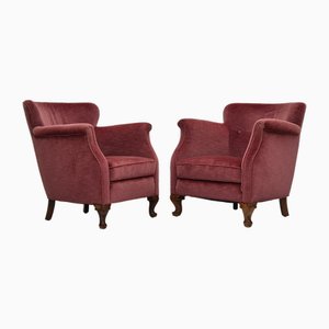 Poltrone in velluto rosa chiaro, Danimarca, anni '60, set di 2