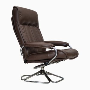 Sedia girevole in pelle, Danimarca, anni '70