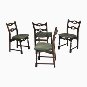Dänische Esszimmerstühle aus Eiche & Wolle, 1970er, 4 . Set
