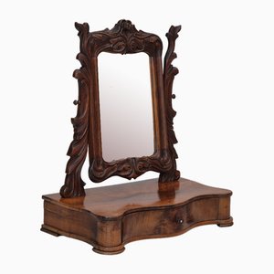 Vintage Danish Makeup Mirror with Jewelry Storage in Cherry, 1920s