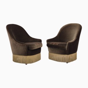 Dänische Sessel aus Grünem Velours & Buche, 1970er, 2er Set