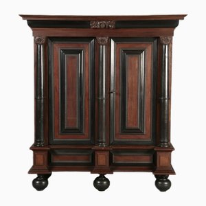 Early Baroque Dutch Renaissance Cabinet with 3 Column Iron Lock, 1700s