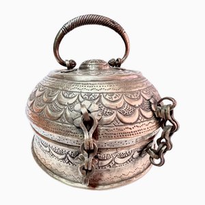 Jewelry Box in Silvered Copper and Bronze Metal, 1950s