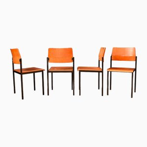 Chaises Modernistes en Bois et Métal, 1970s, Set de 4