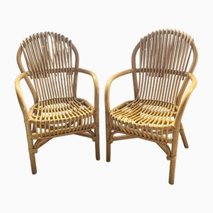 Vintage Armchairs in Bamboo & Rattan, 1960s, Set of 2