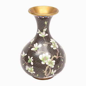 Antique Chinese Enameled Brass Vase, 1890s