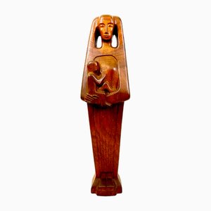 HP, Mid-Century Madonna mit Kind, 1973, Teak