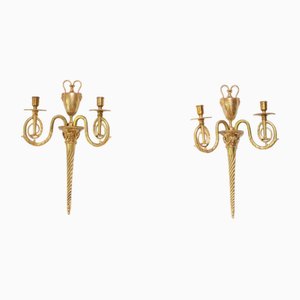 Louis XVI Brass Candleholders, 1900,s Set of 2