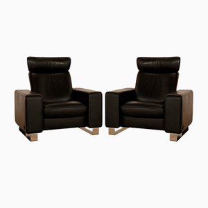 Black Arion Leather Armchairs from Stressless, Set of 2