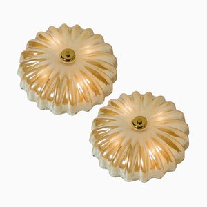 Flush Mounts with Amber Murano Glass in style of Barovier & Toso, 1970s