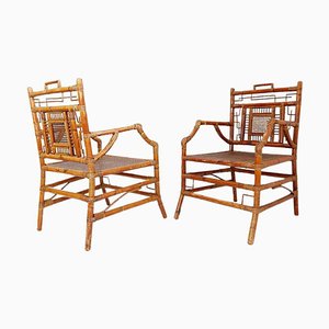 Asian Style Bamboo Armchairs, France, 1962, Set of 2