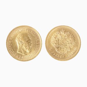 Gold Coin 5 Rubles of Alexander Iii, Russia, 1889