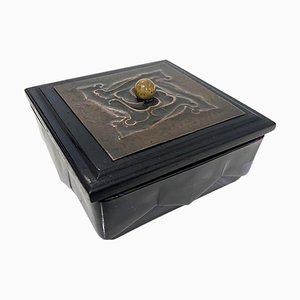 Art Deco Glasdose Lindeboom AD Copier zugeschrieben für Leerdam, 1930er