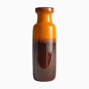 Mid-Century Modern Orange and Brown Fat Lava Vase by Scheurich, 1970s