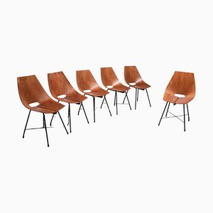 Vintage Esszimmerstühle aus Sperrholz & Metall von Carlo Ratti, 1950er, 4er Set