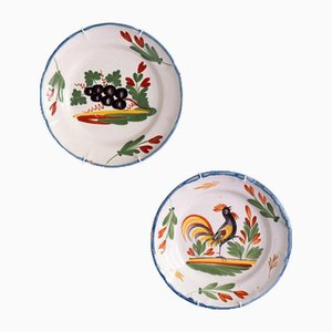 Polychrome Teller von Langres Faience, 2 . Set