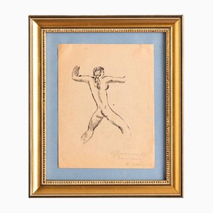Desnudo femenino, Carbón sobre papel, 1924, Enmarcado