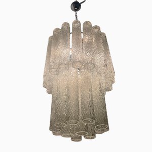 Strukturierter Mid-Century Kronleuchter aus Muranoglas von Venini, 1970er