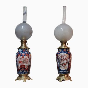 18th Century Oil Lamps on Imari Vases, Set of 2