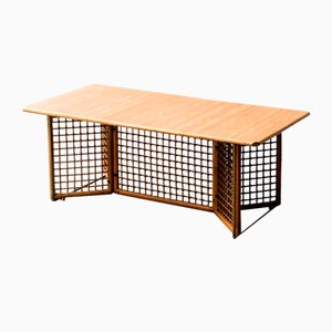Mesa de comedor rectangular de bambú, años 60