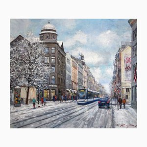 Rolands Krisjans, Winter in the City, 2000s, Oil on Canvas