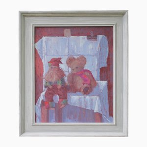Oliver Warman, Toys on Table, 1950s, Oil on Canvas, Framed