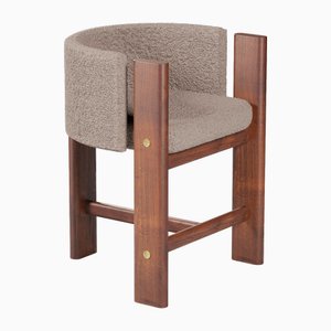 Modern Brass and Grey Boucle Malta 3 Leg Bar Chair by Egg Designs