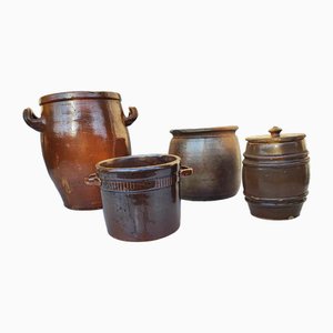 Art Deco Clay Pots from Bolesławiec, 1920s, Set of 4