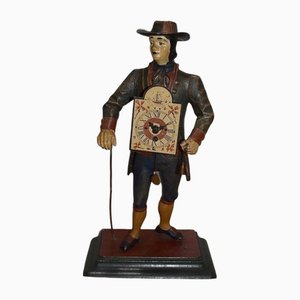 Early 20th Century Pendulum on Painted Metal Statuette, 1950s