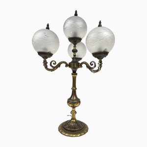 Brass Lamp with Glass Bowls, 1950s