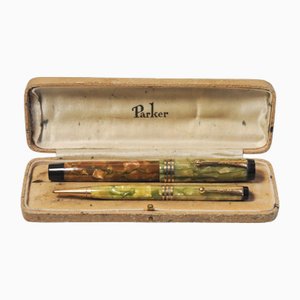 Art Deco Duofold Füllfederhalter & Bleistift Set in Original Parker Box von Parker, 1930er, 2er Set