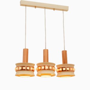 Vintage Hanging Lamp with Three Cut Glass Lampshades from Kamenický Šenov, 1970s