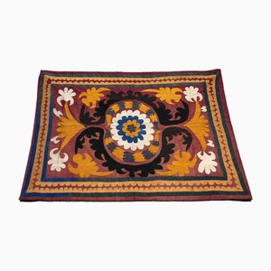 Vintage Silk Tablecloth Pomegranate Design Wall Hanging, 1950s