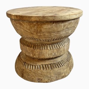Gebleichter Vintage Ukhali Hocker Tisch, 1950er