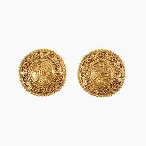 Round Design Logo Earrings from Chanel, Set of 2